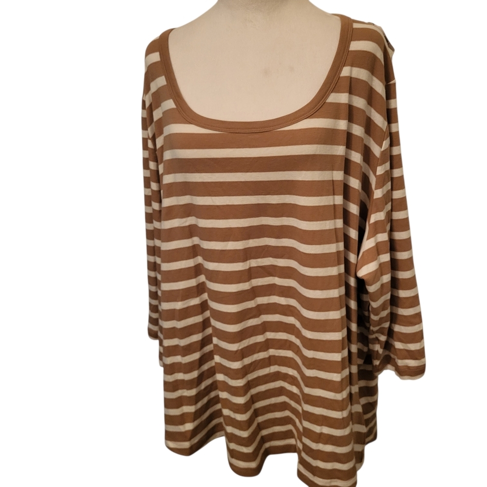 Lane Bryant Plus Tee  Brown/White sz 34/36
